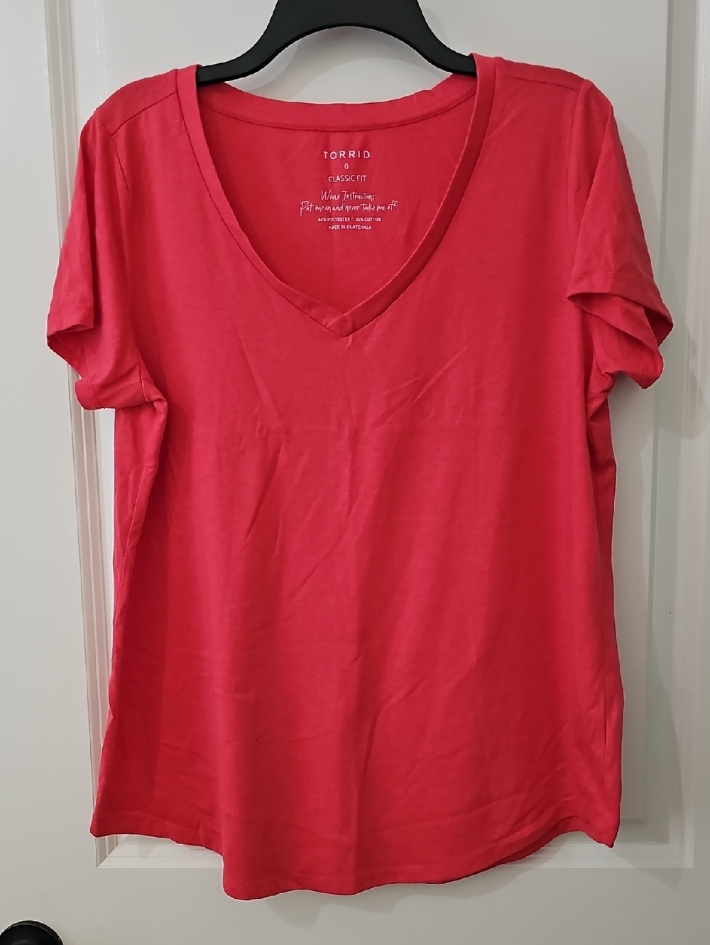 Torrid V-Neck Classic Fit Tee in Bright Coral